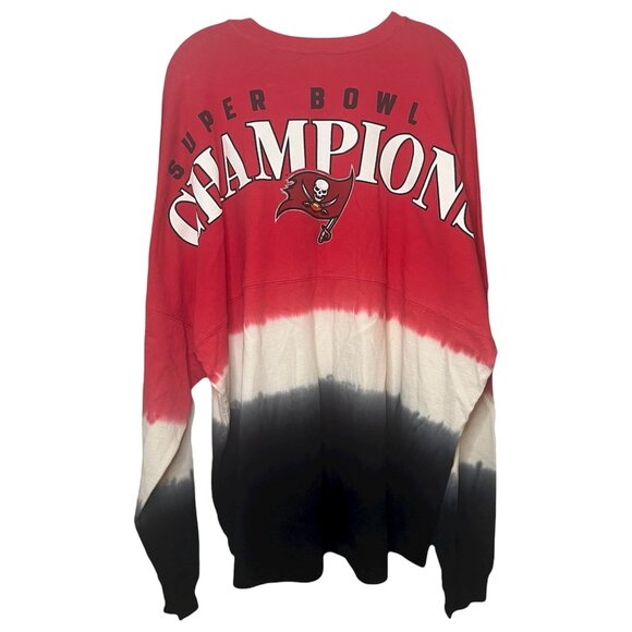 Tampa Bay Buccaneers Super Bowl Champions Dip Dye Long Sleeve Spirit Jersey 2XL - Picture 7 of 11